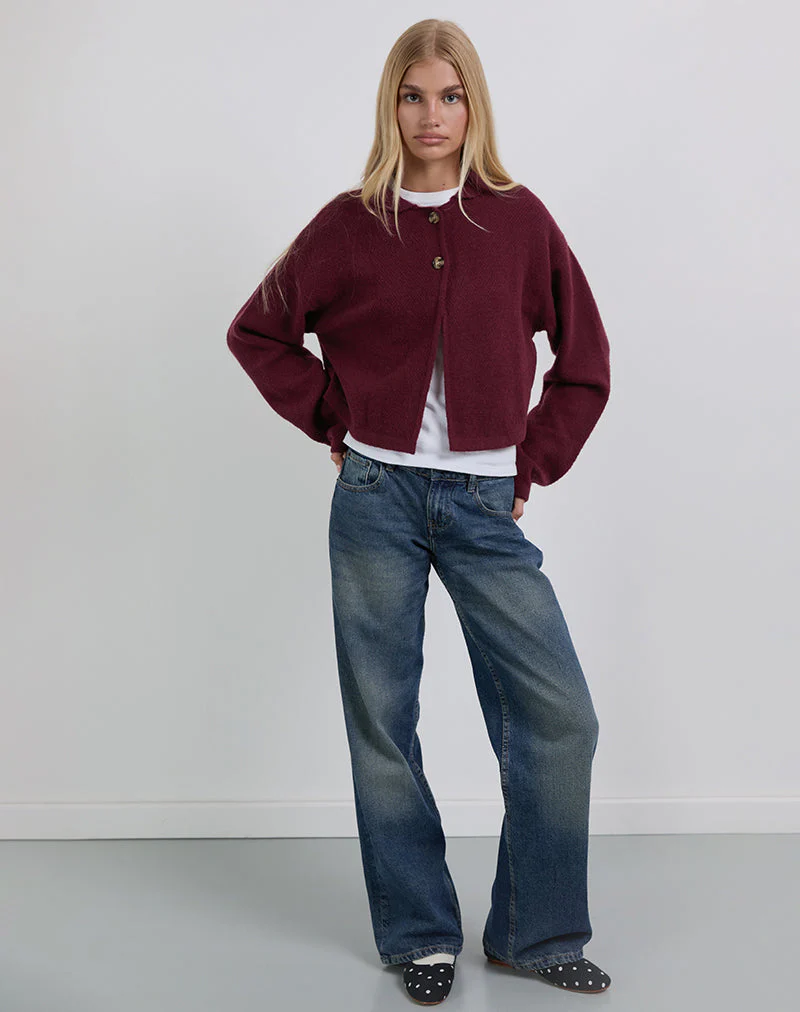 Merril Strickjacke mit Kragen aus Weinstrick - Image 3