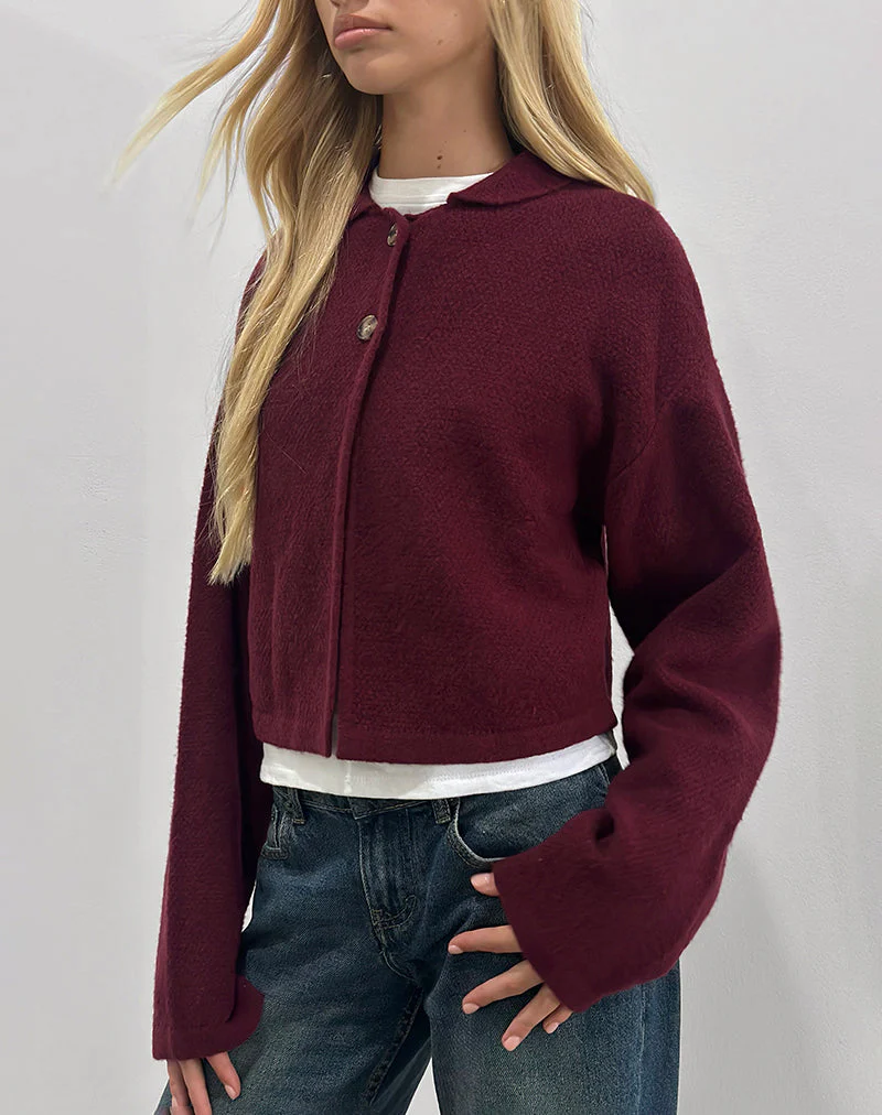 Merril Strickjacke mit Kragen aus Weinstrick - Image 4