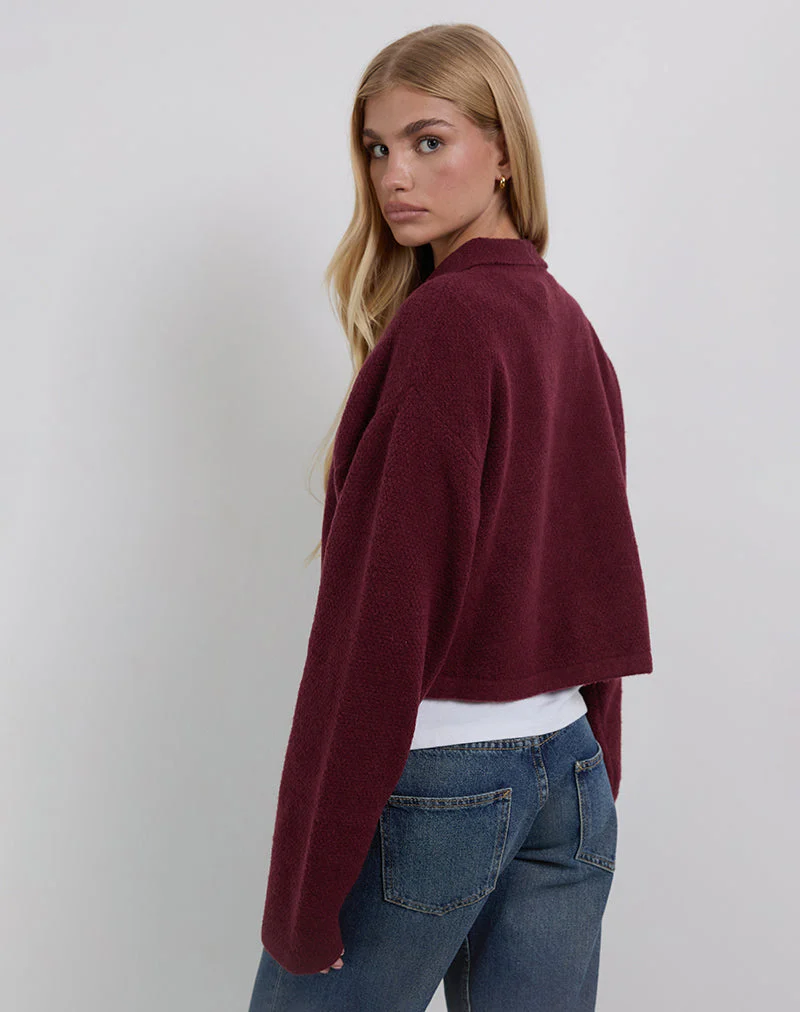 Merril Strickjacke mit Kragen aus Weinstrick - Image 5