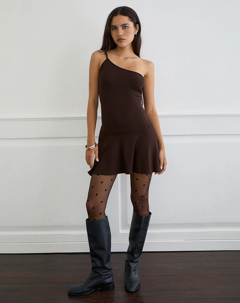 Messac Asymmetrisches Kleid aus Rayon Jersey Bitter Chocolate