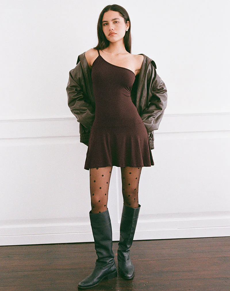 Messac Asymmetrisches Kleid aus Rayon Jersey Bitter Chocolate - Image 3