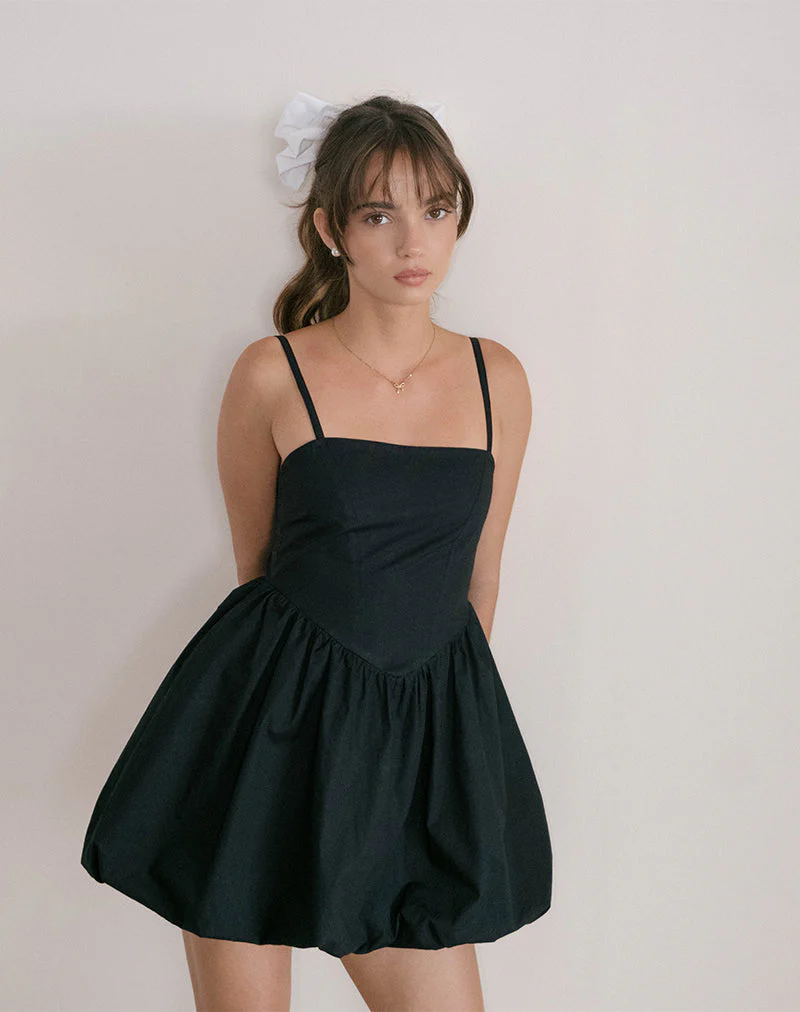 Micala Puffball-Minikleid in Schwarz