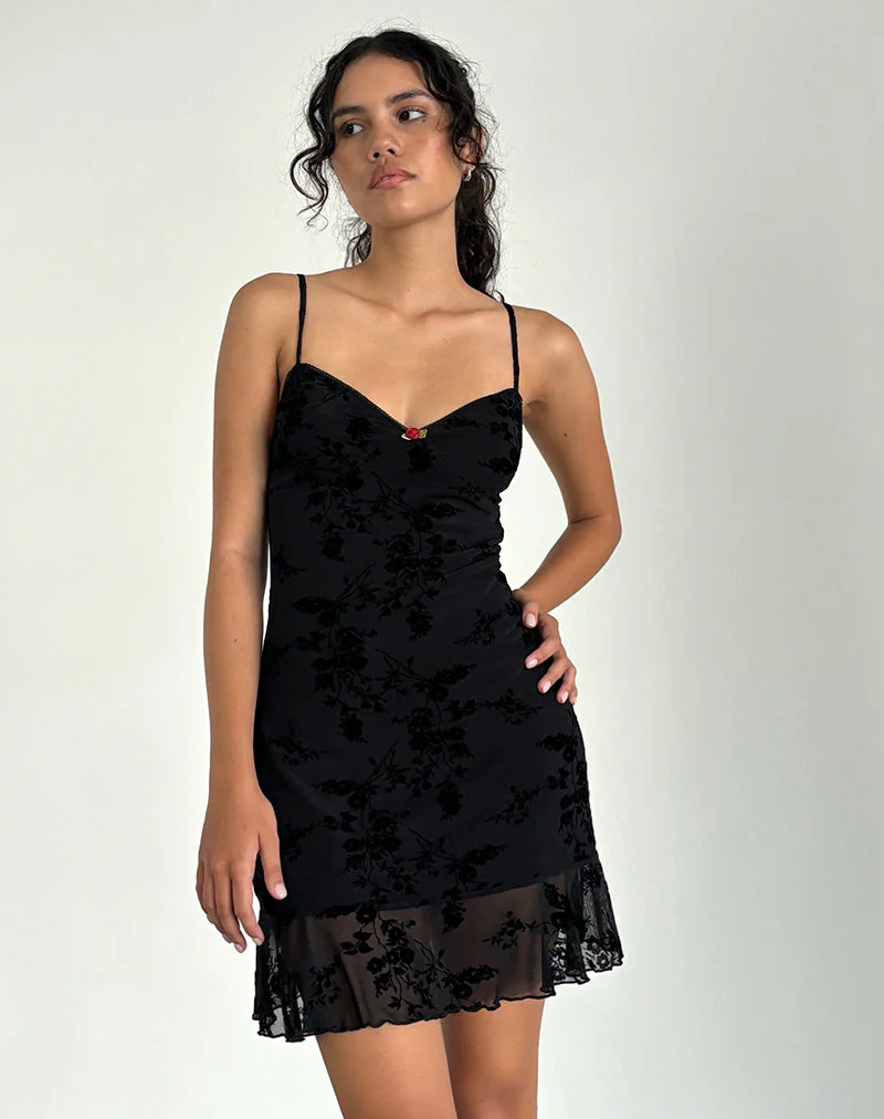 Micaya Minikleid In Schwarz Botanical Flower