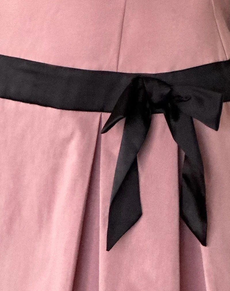 Michelia Minikleid in Rosa mit schwarzer Schleife - Image 6