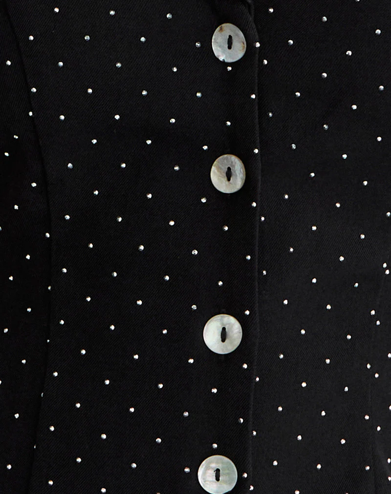 Mikanu Neckholder-Bluse in Diamantenoptik Schwarz - Image 6