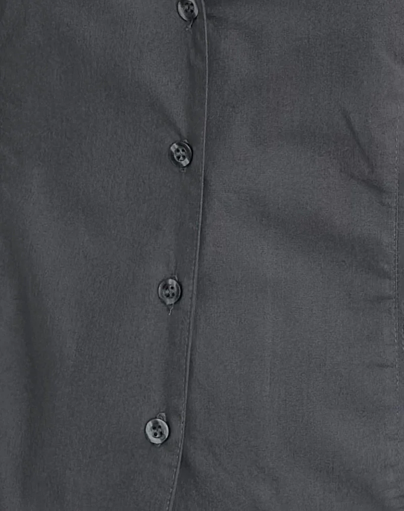 Mikanu Button Down Neckholder Bluse in Anthrazit - Image 6