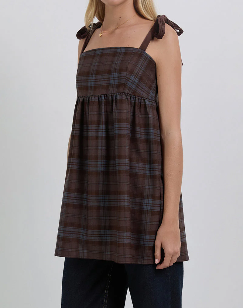 Mikayla Minikleid in Burgund und blauem Karo - Image 2