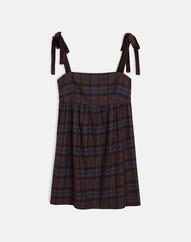 Mikayla Minikleid in Burgund und blauem Karo - Image 5