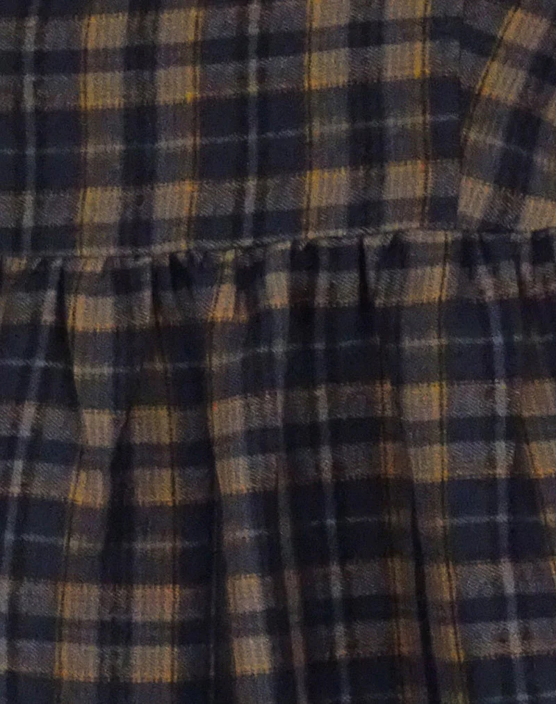 Mikayla Minikleid mit quadratischem Ausschnitt in Navy und Senfkaro - Image 7