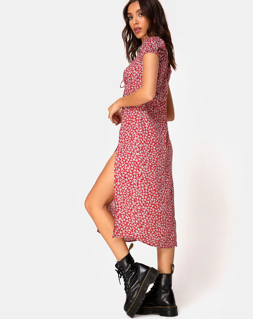 Milla Kleid in Ditsy Rose Rot Silber - Image 2