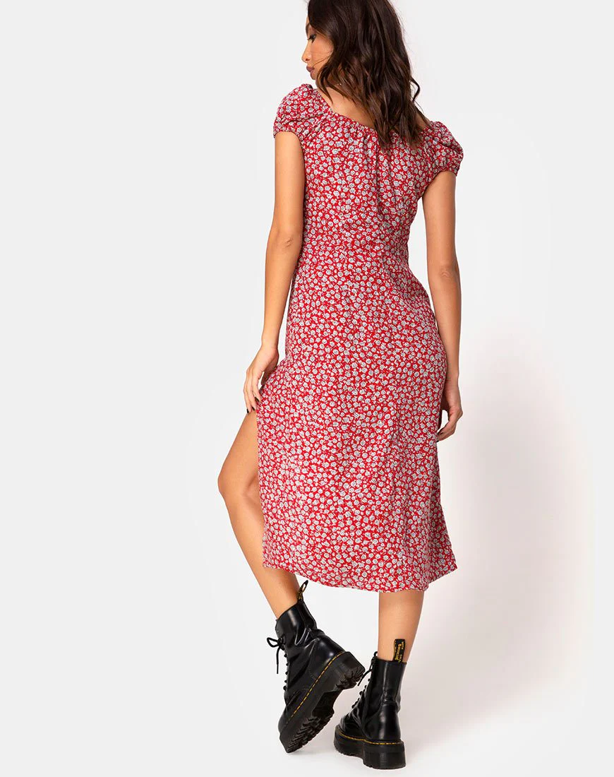 Milla Kleid in Ditsy Rose Rot Silber - Image 4