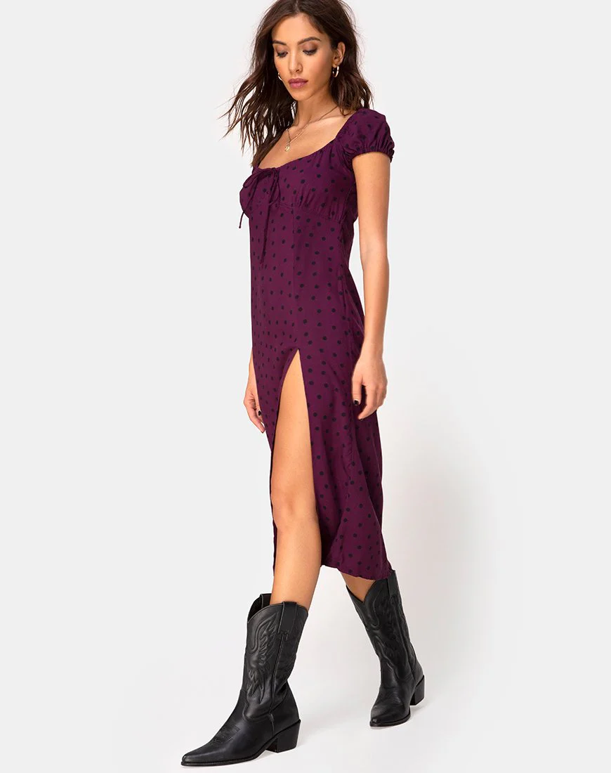 Milla Kleid in Skater Polka Wein - Image 2