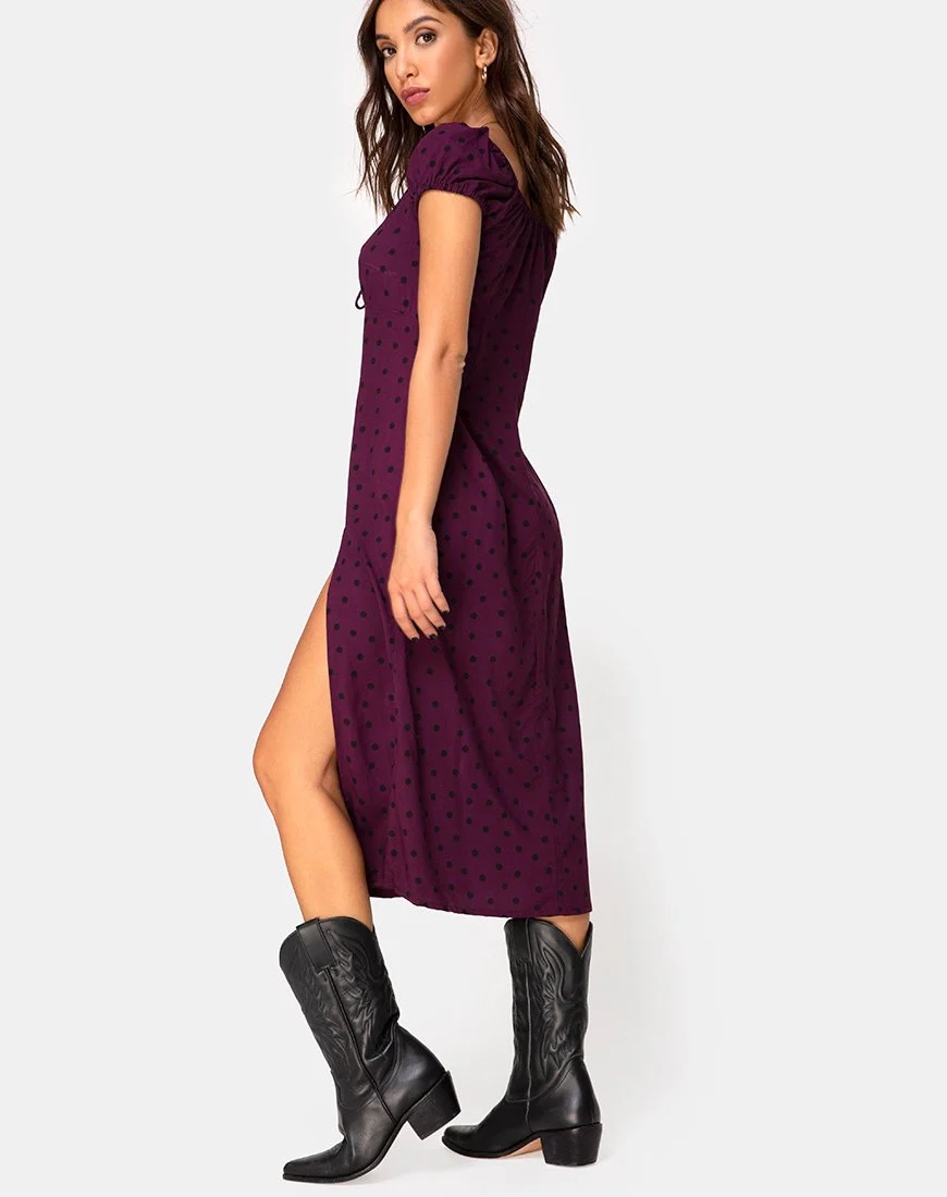 Milla Kleid in Skater Polka Wein - Image 4