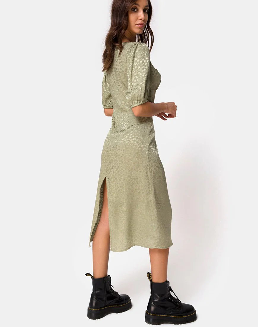 Millo Midikleid aus Satin Ditsy Rose Sage - Image 2