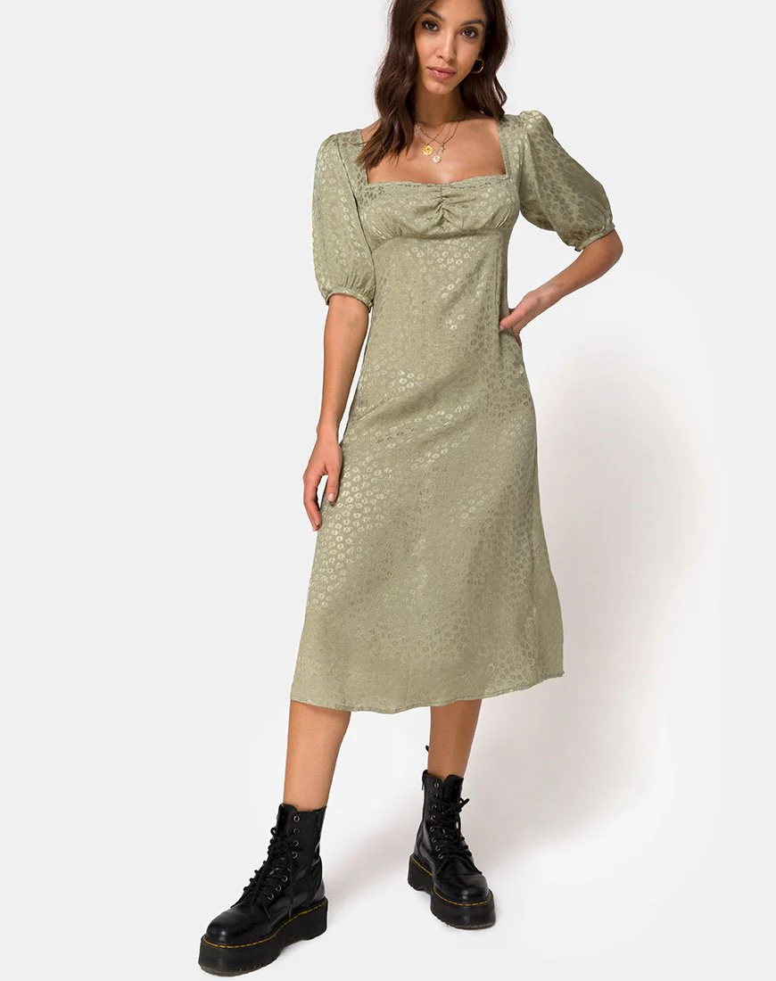 Millo Midikleid aus Satin Ditsy Rose Sage - Image 3