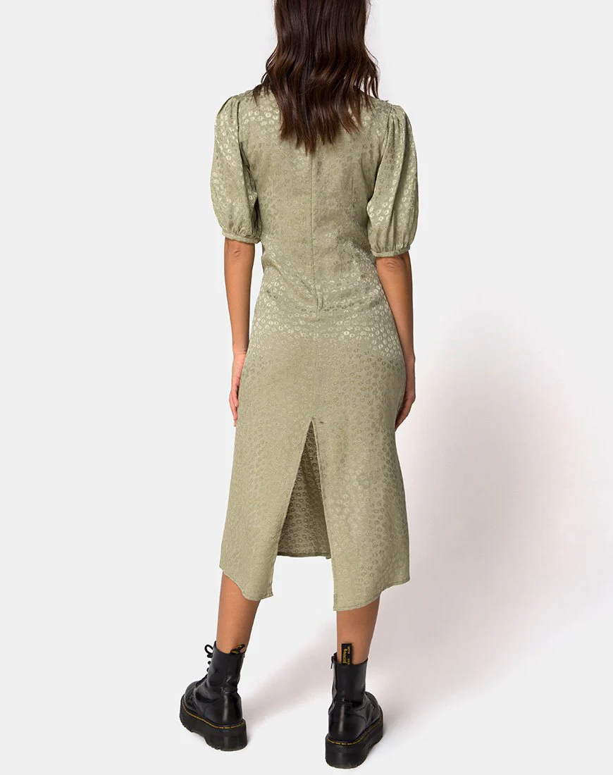 Millo Midikleid aus Satin Ditsy Rose Sage - Image 4