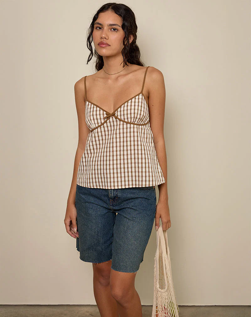 Milota Cami Top in braunem Karo