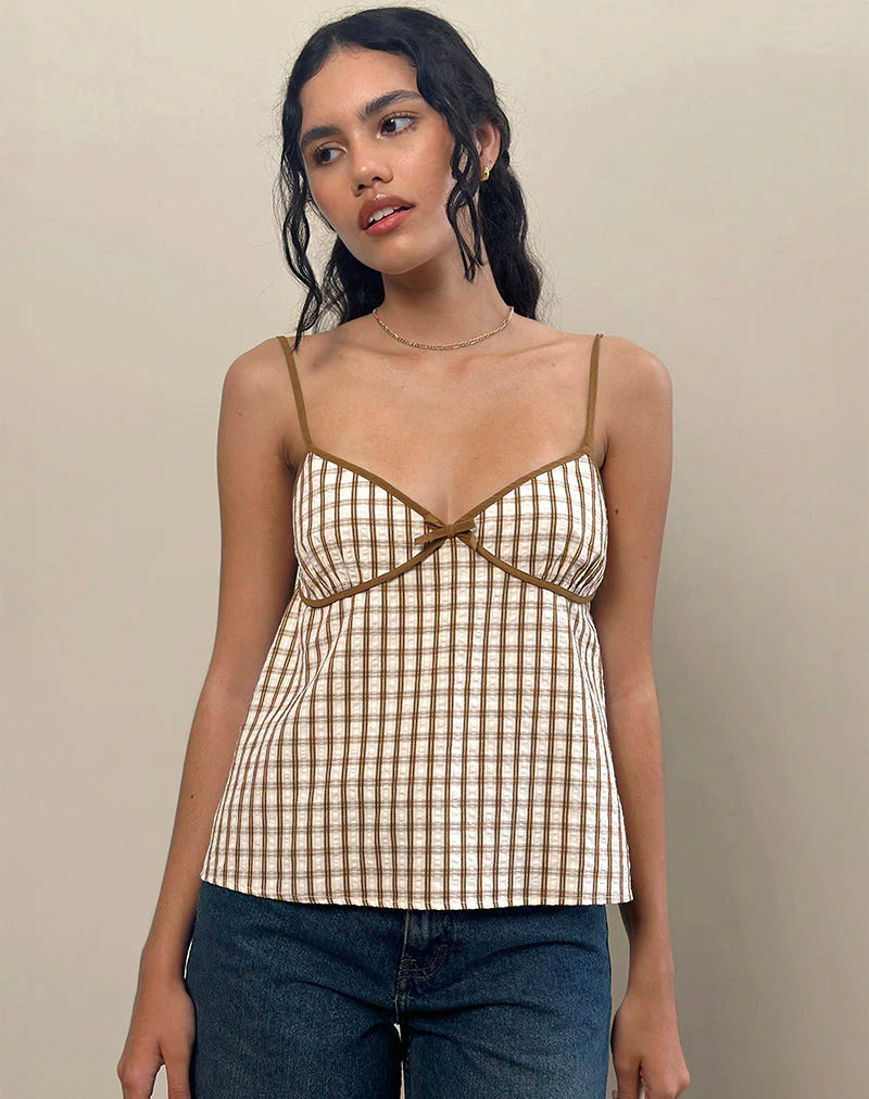 Milota Cami Top in braunem Karo - Image 2