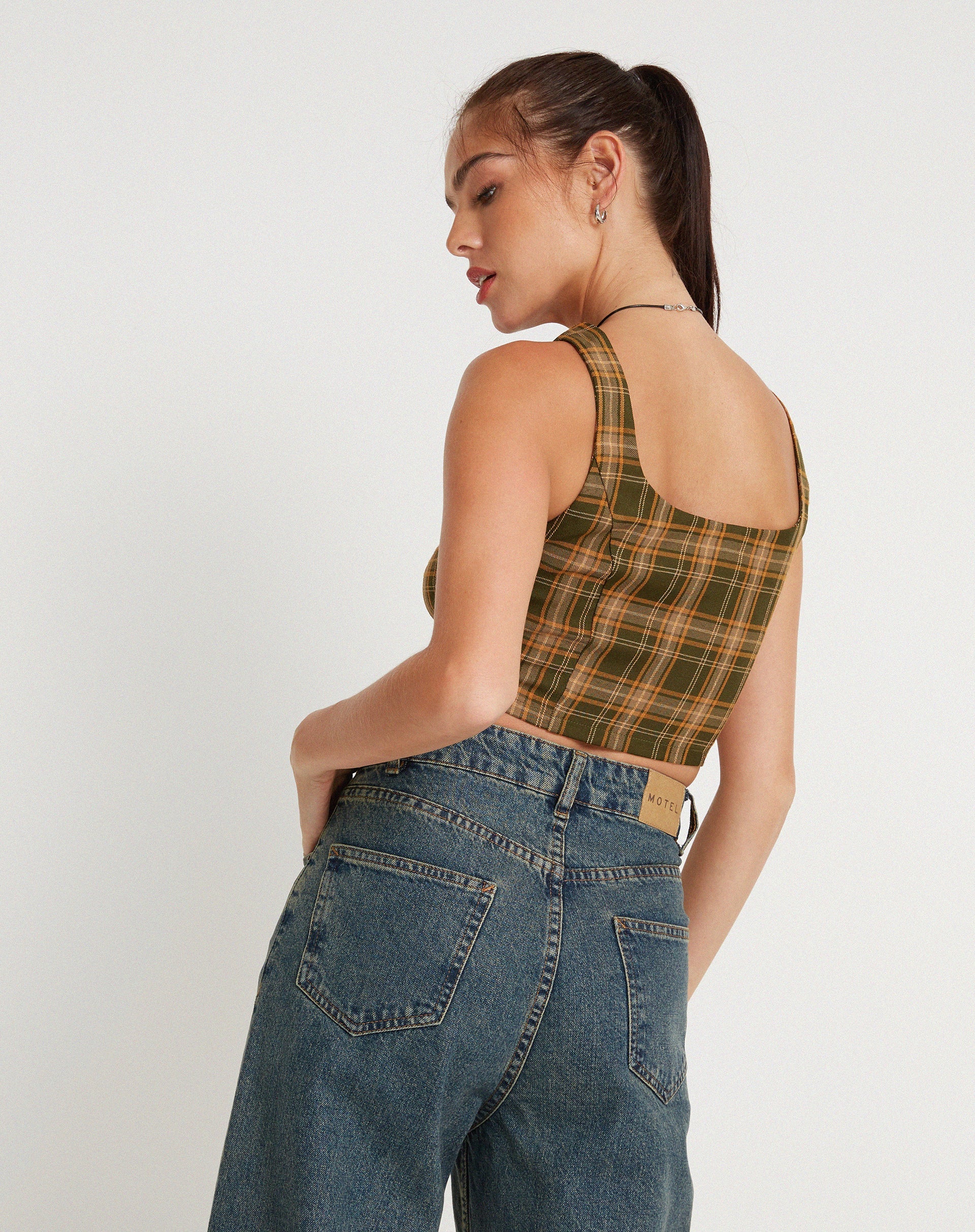 Milton Korsett Top in Tartans Grün Braun - Image 5