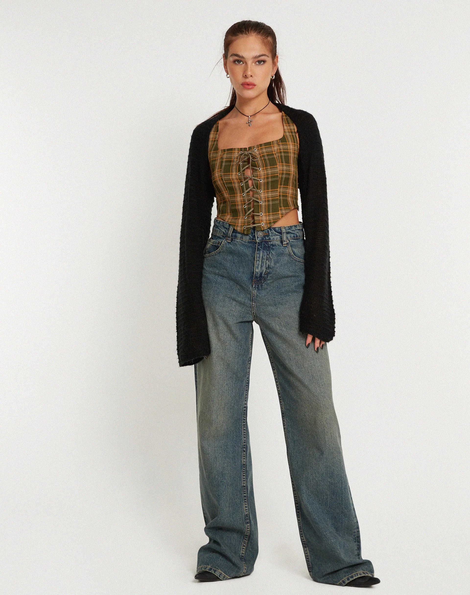 Milton Korsett Top in Tartans Grün Braun - Image 6