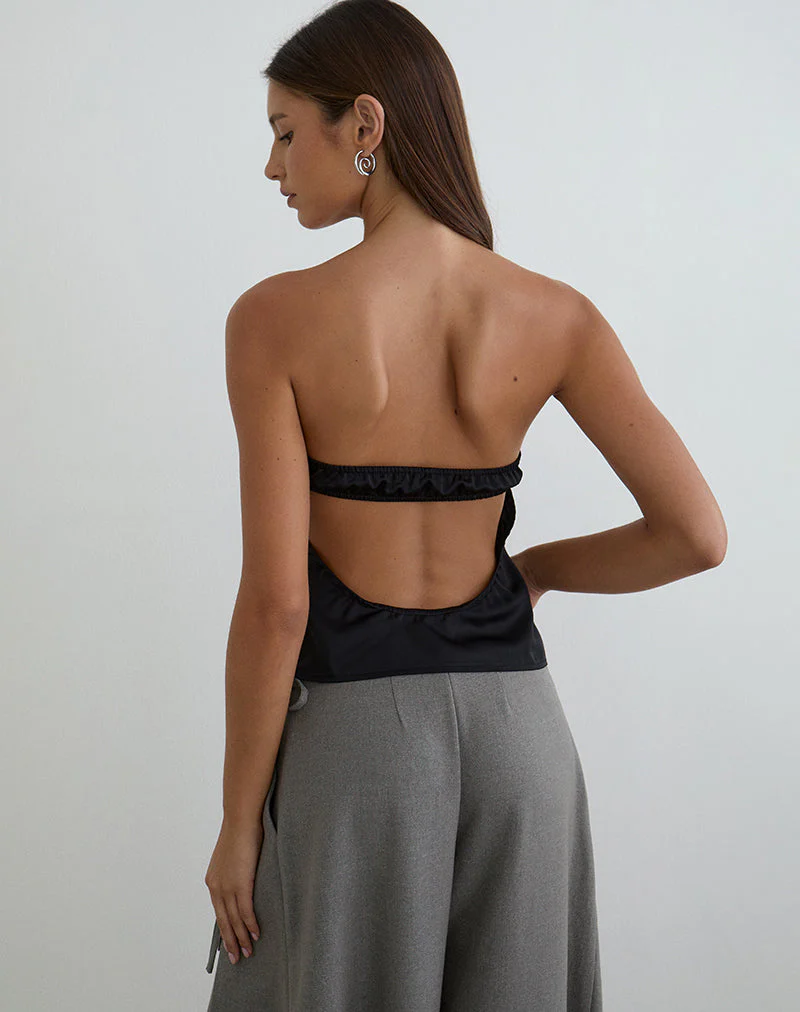 Minae Bandeau-Top aus Satin in Schwarz - Image 2