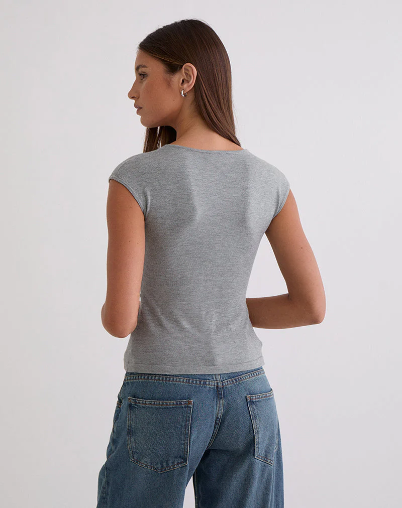 Minari V-Ausschnitt Twist-Top aus Strick, grau - Image 4