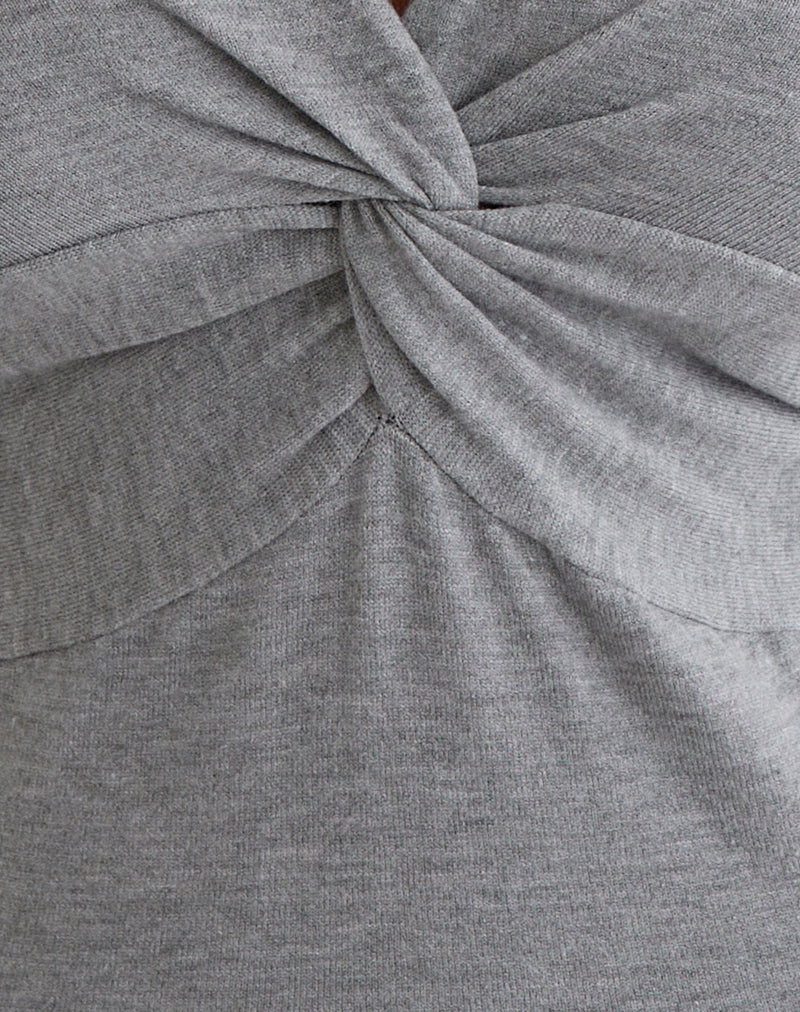 Minari V-Ausschnitt Twist-Top aus Strick, grau - Image 6
