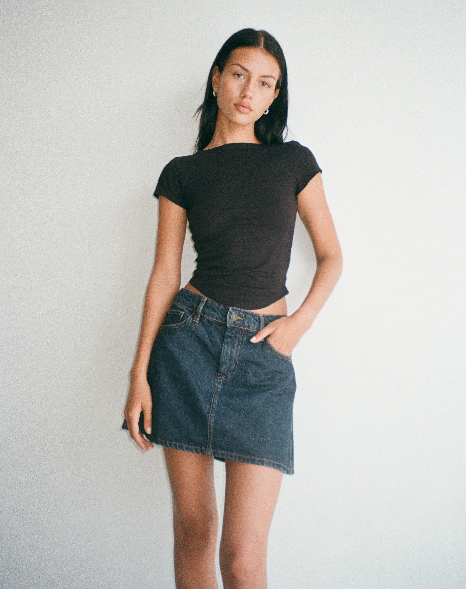 Mini-Rock in A-Linie aus Denim Indigo - Image 3