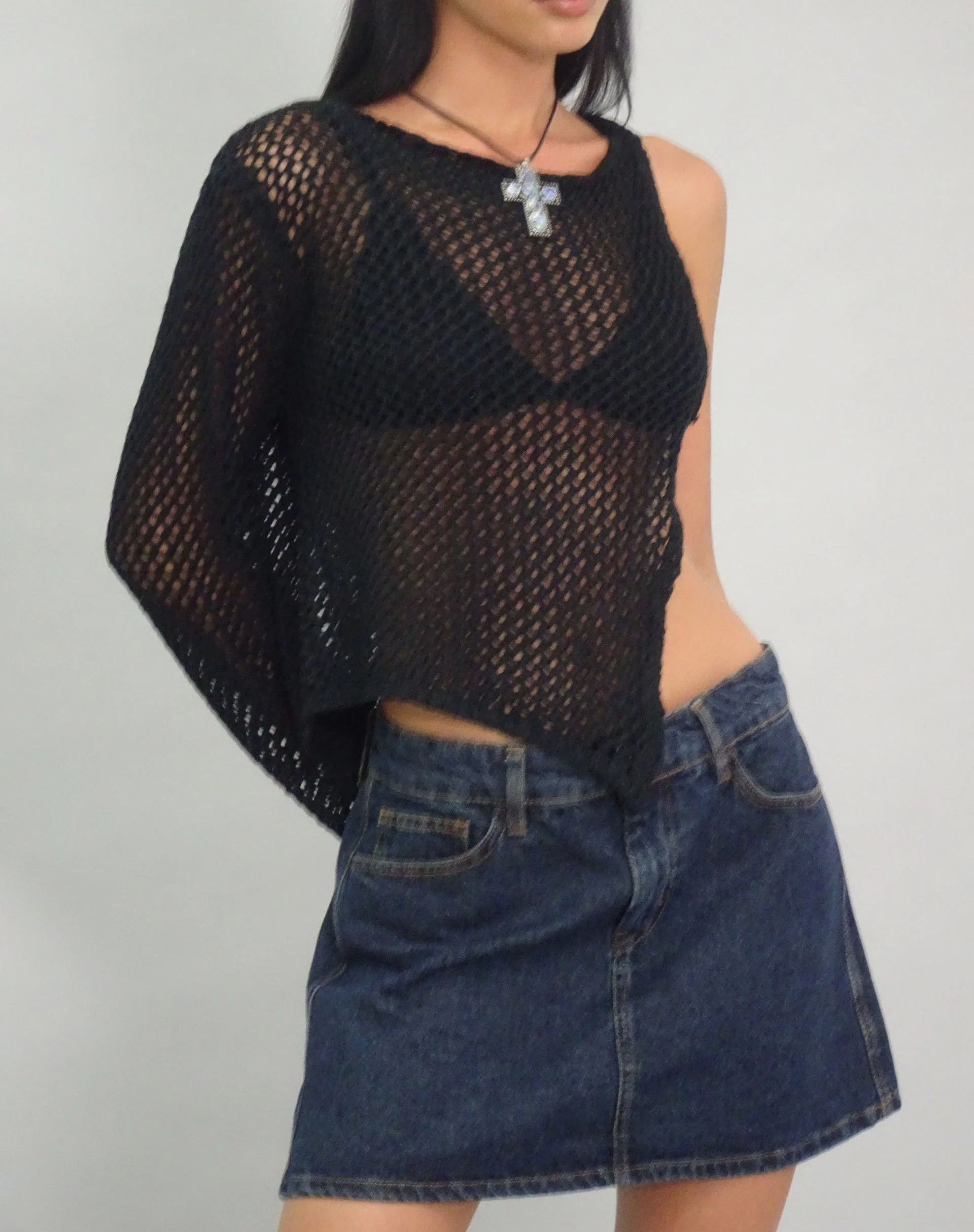 Mini-Rock in A-Linie aus Denim Indigo - Image 4