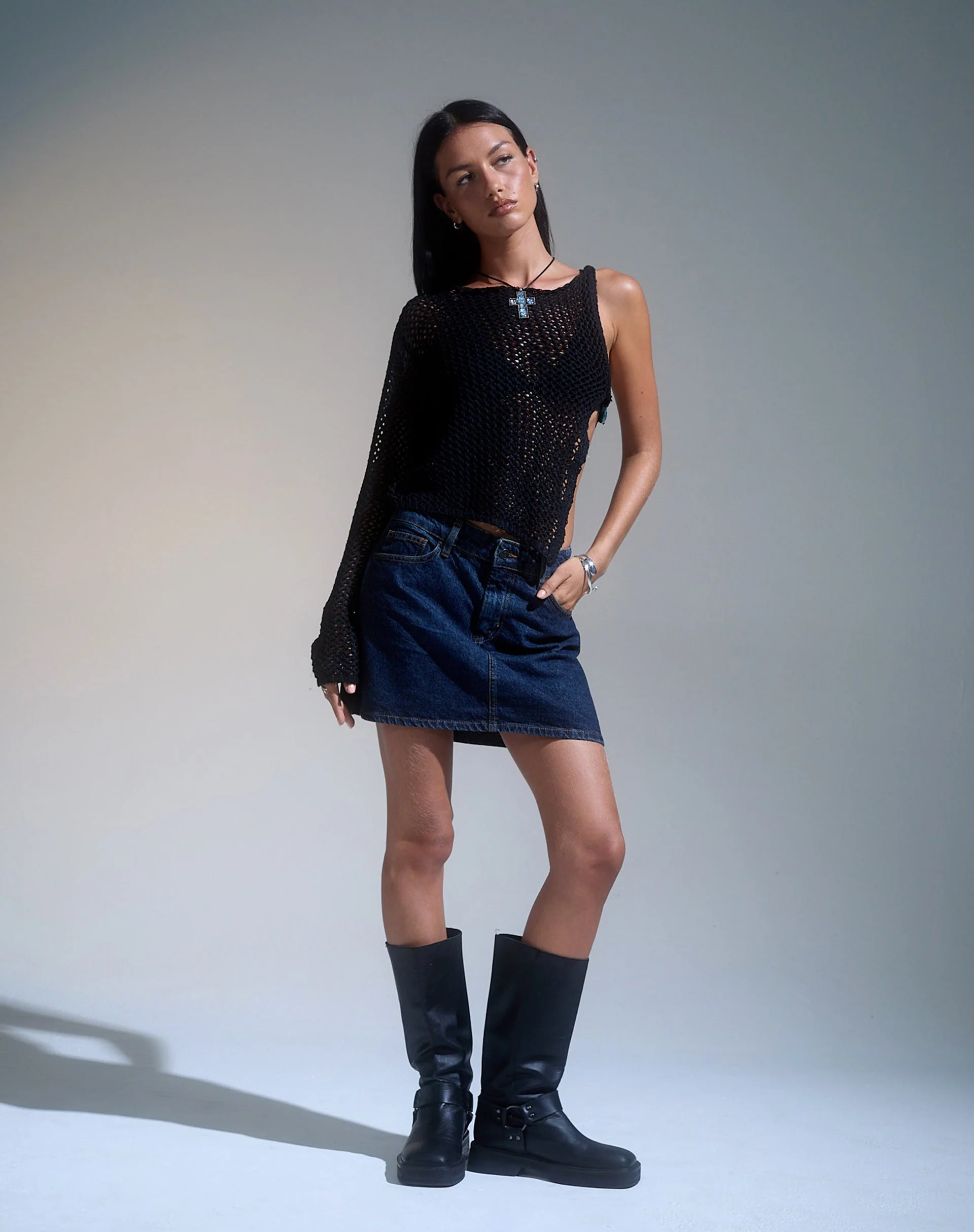 Mini-Rock in A-Linie aus Denim Indigo - Image 5