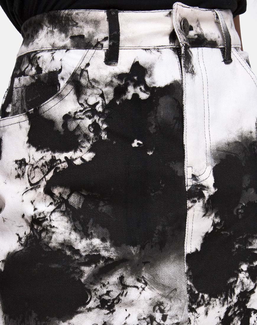 Mini Broomy Rock in Mono Tie Dye Schwarz und Weiß - Image 5