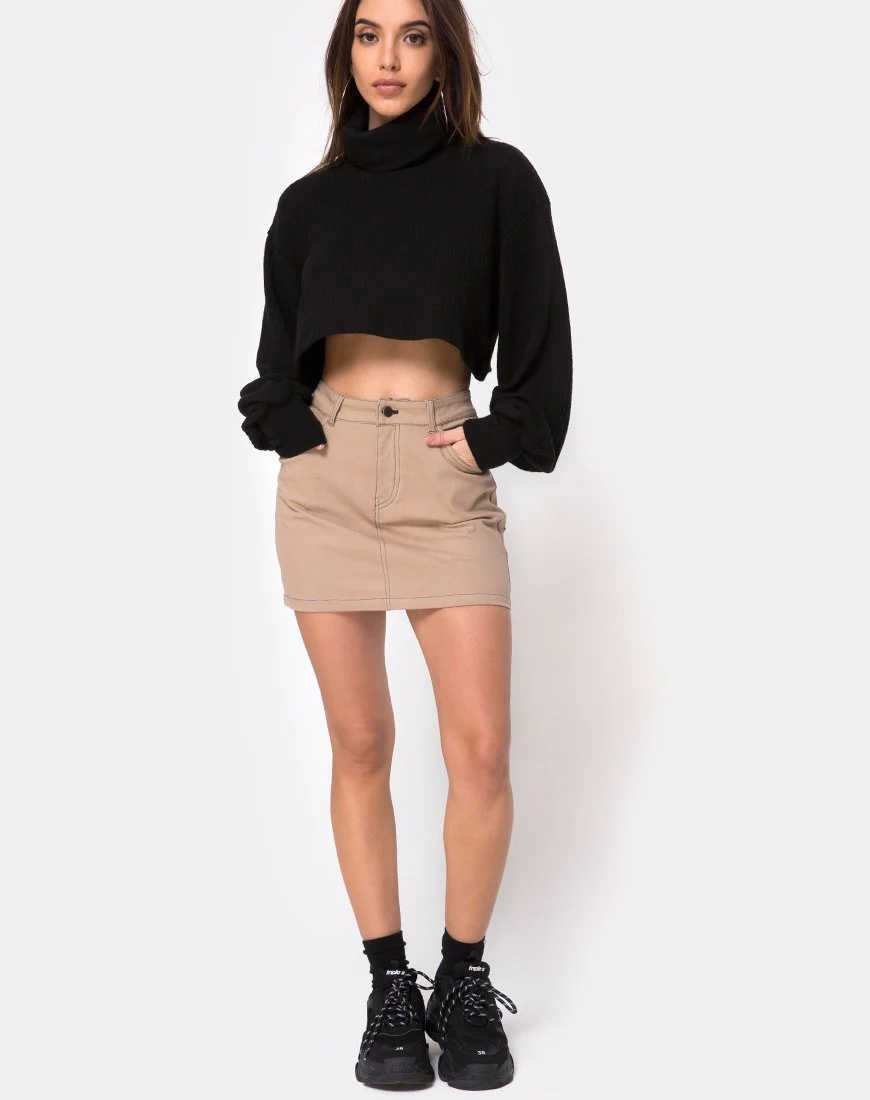 Mini Broomy Rock in Tan mit schwarzer Naht - Image 3