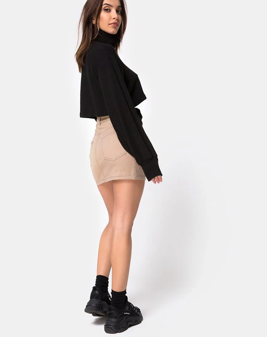Mini Broomy Rock in Tan mit schwarzer Naht - Image 4