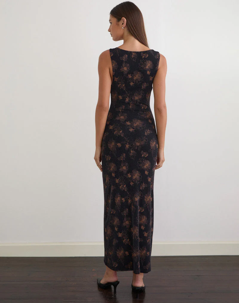 Minso Maxikleid in Schwarz mit bronzefarbenem Schimmer - Image 4