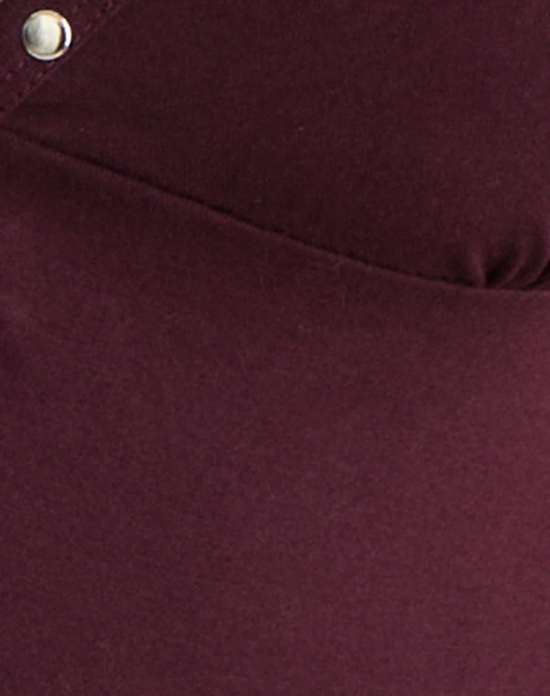 Mioto Keyhole Halterneck Top with Studs in Rayon Dark Plum - Image 6