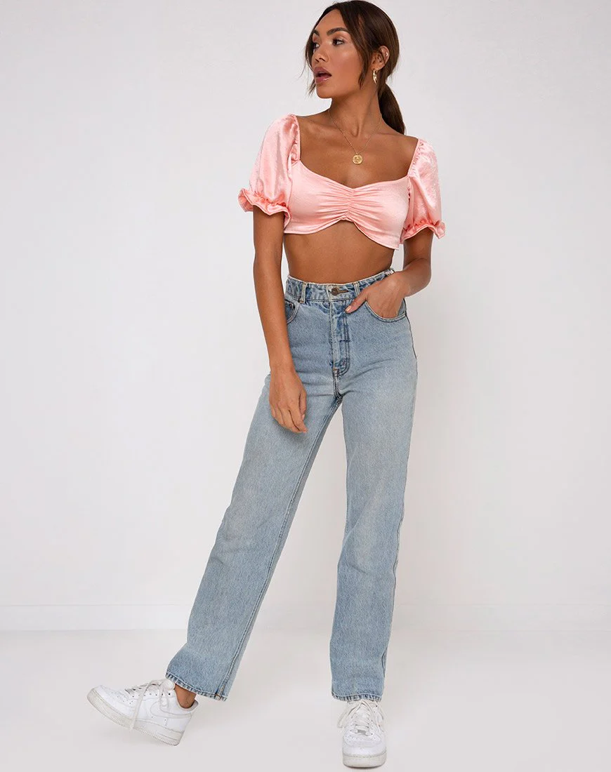 Mirella Crop Top aus Satin Pfirsich - Image 3