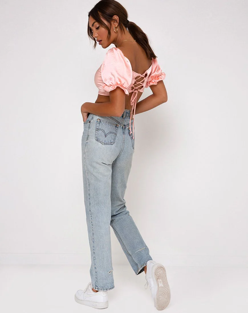 Mirella Crop Top aus Satin Pfirsich - Image 4
