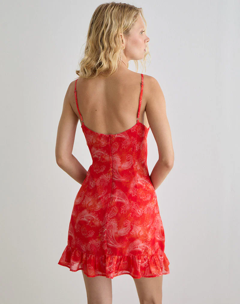 Mireya Minikleid aus Paisley-Chiffon Rot - Image 4
