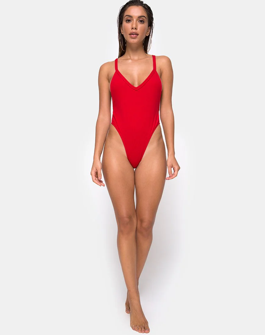 Miro Badeanzug aus roter Rippe - Image 3