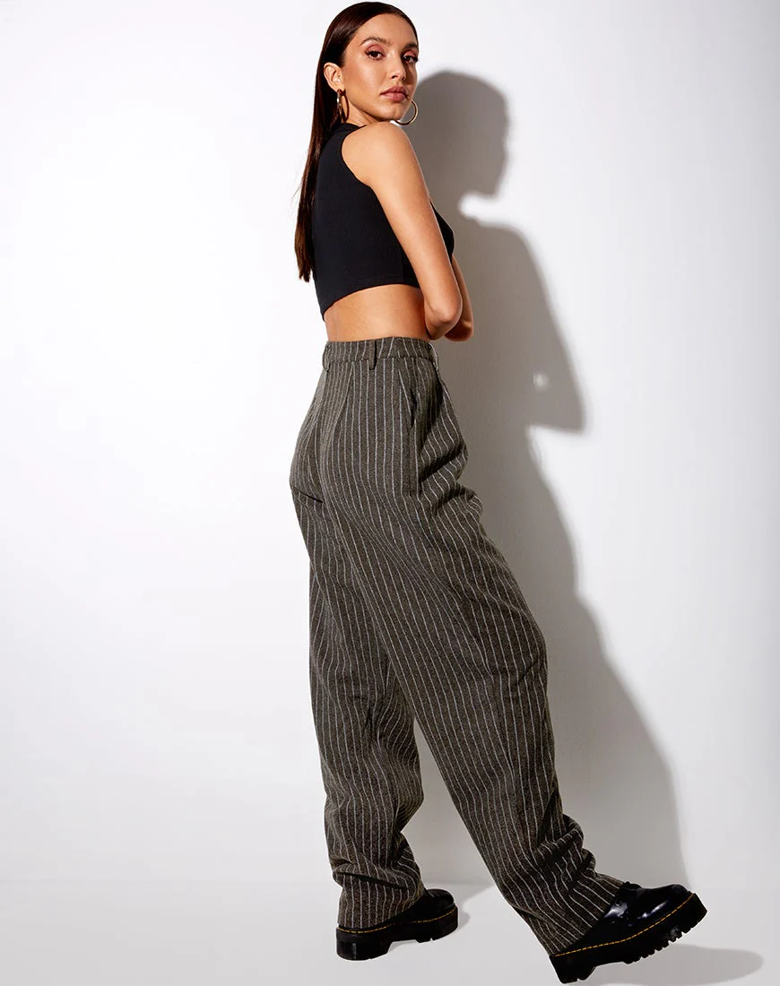 Misha Hose mit weitem Bein in Nadelstreifen anthrazit - Image 4