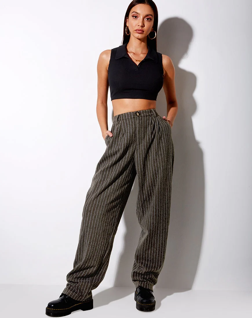 Misha Hose mit weitem Bein in Nadelstreifen anthrazit - Image 5