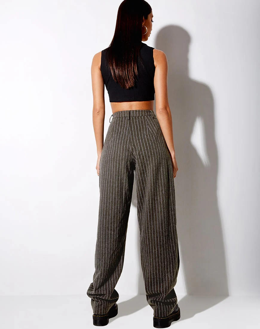 Misha Hose mit weitem Bein in Nadelstreifen anthrazit - Image 6