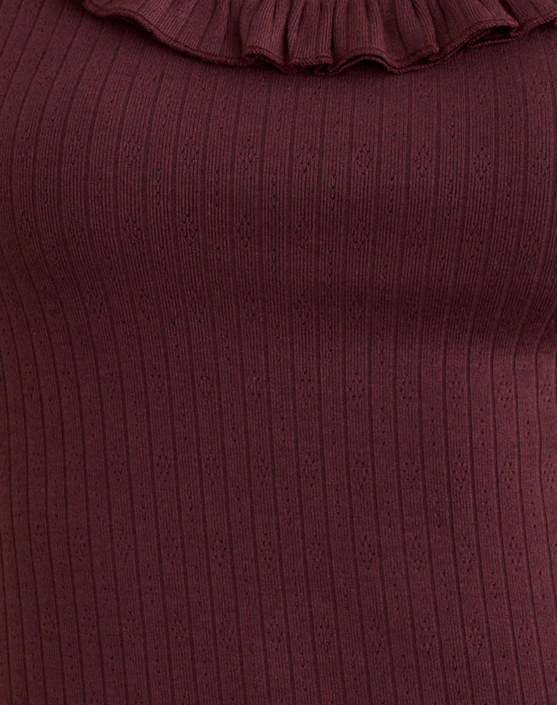 Mitali Top mit Rüsche aus Pointelle Burgundy - Image 7