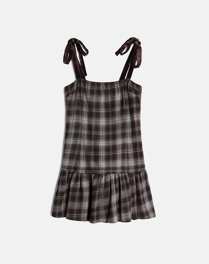 Miyori Minikleid mit quadratischem Ausschnitt, grau kariert - Image 6