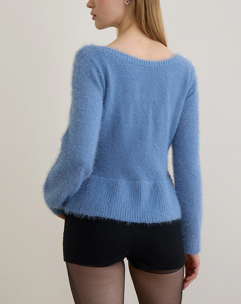 Mizuki Top aus Strick in staubigem Blau - Image 5