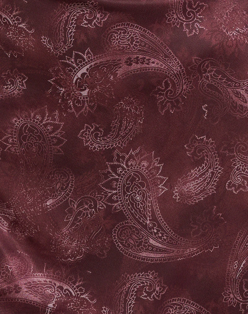 Modena Langärmeliges Minikleid aus tonalem Paisley Pflaume - Image 6
