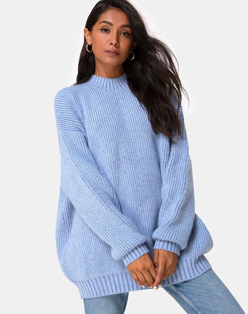 Mody-Pullover aus blauer Rippe