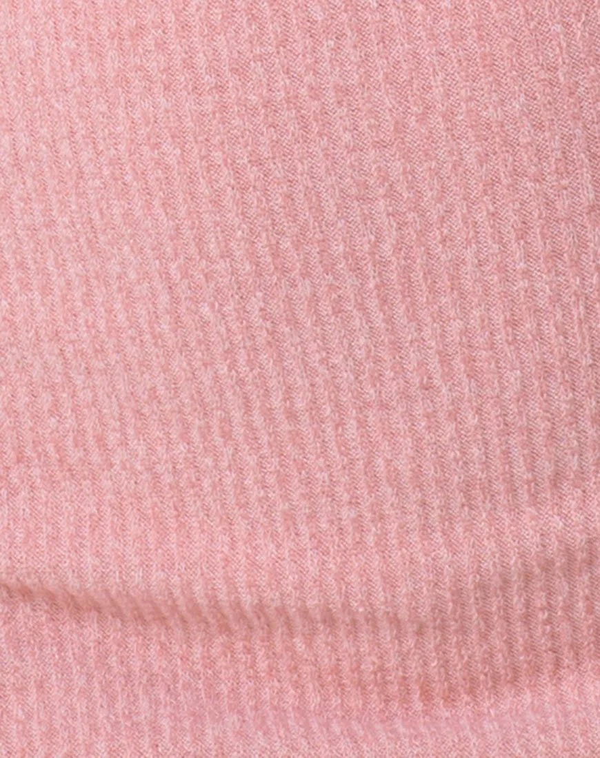 Moeena Oberteil mit hohem Halsausschnitt aus Crinkle-Rippstrick Rosa - Image 5