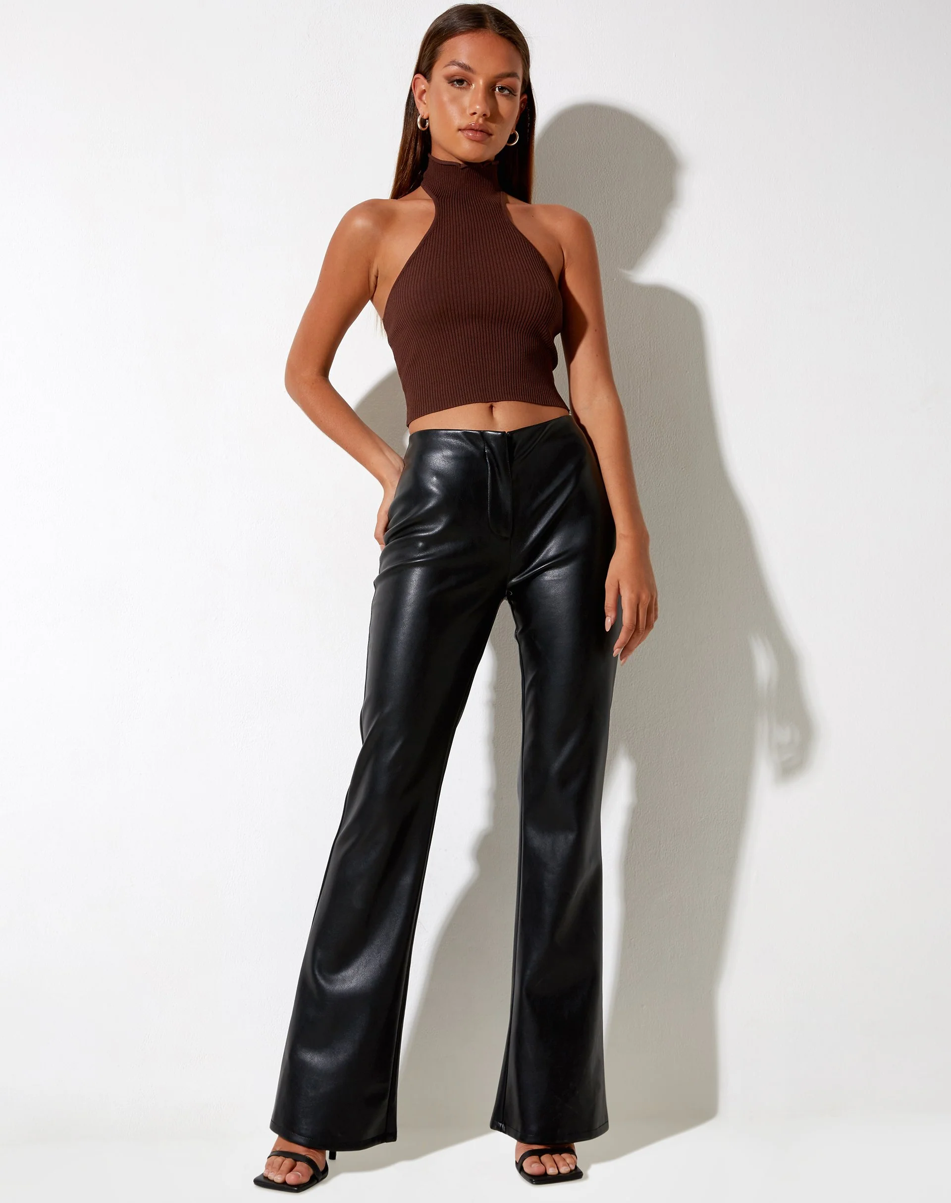 Moila Crop Top aus Strick in Schokolade - Image 3