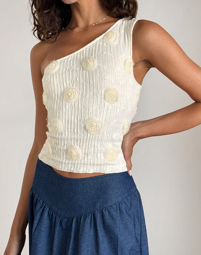 Moira One Shoulder Top in strukturiertem Rosa Elfenbein